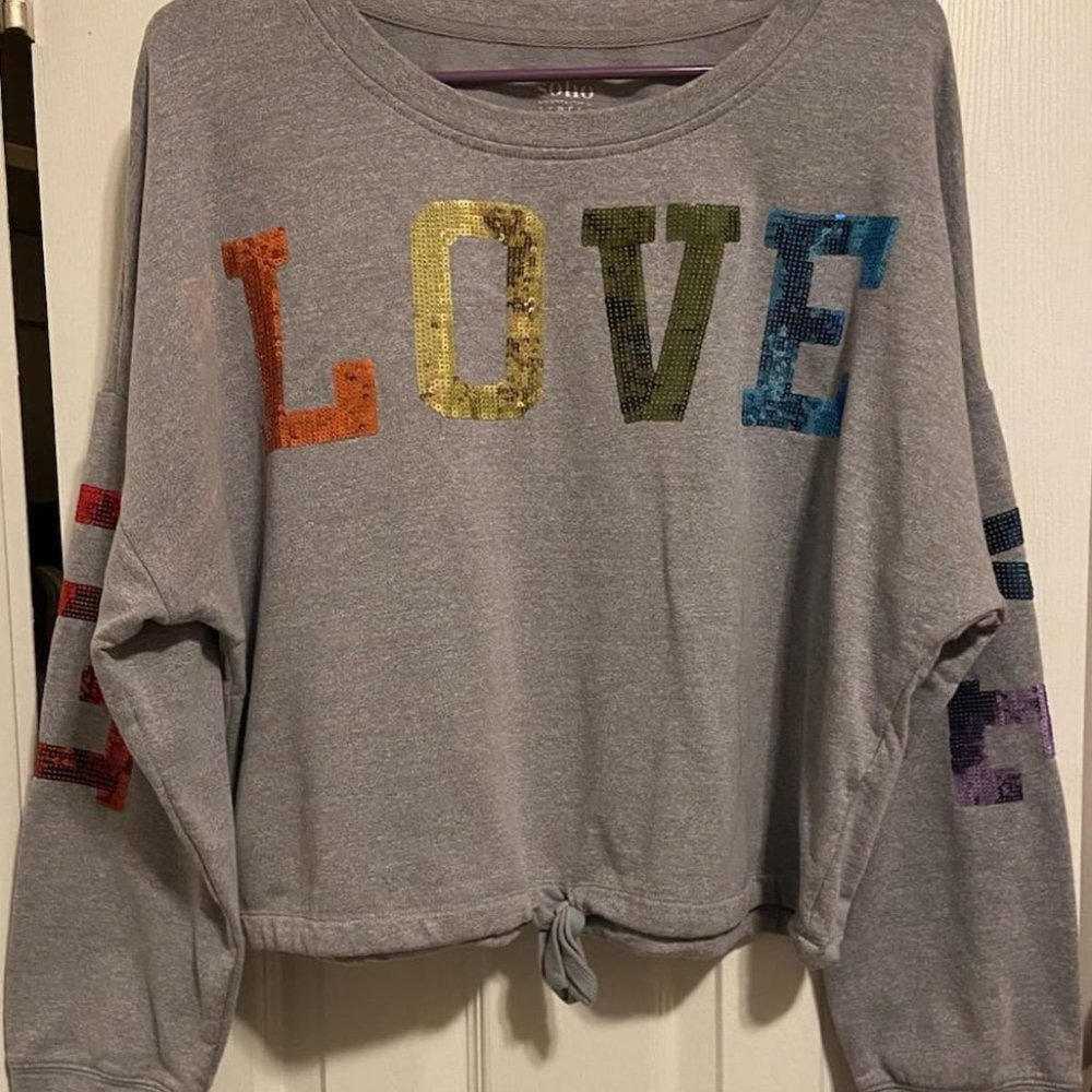 NY&Co./Soho Rainbow Sequin "Love" Sweatshirt